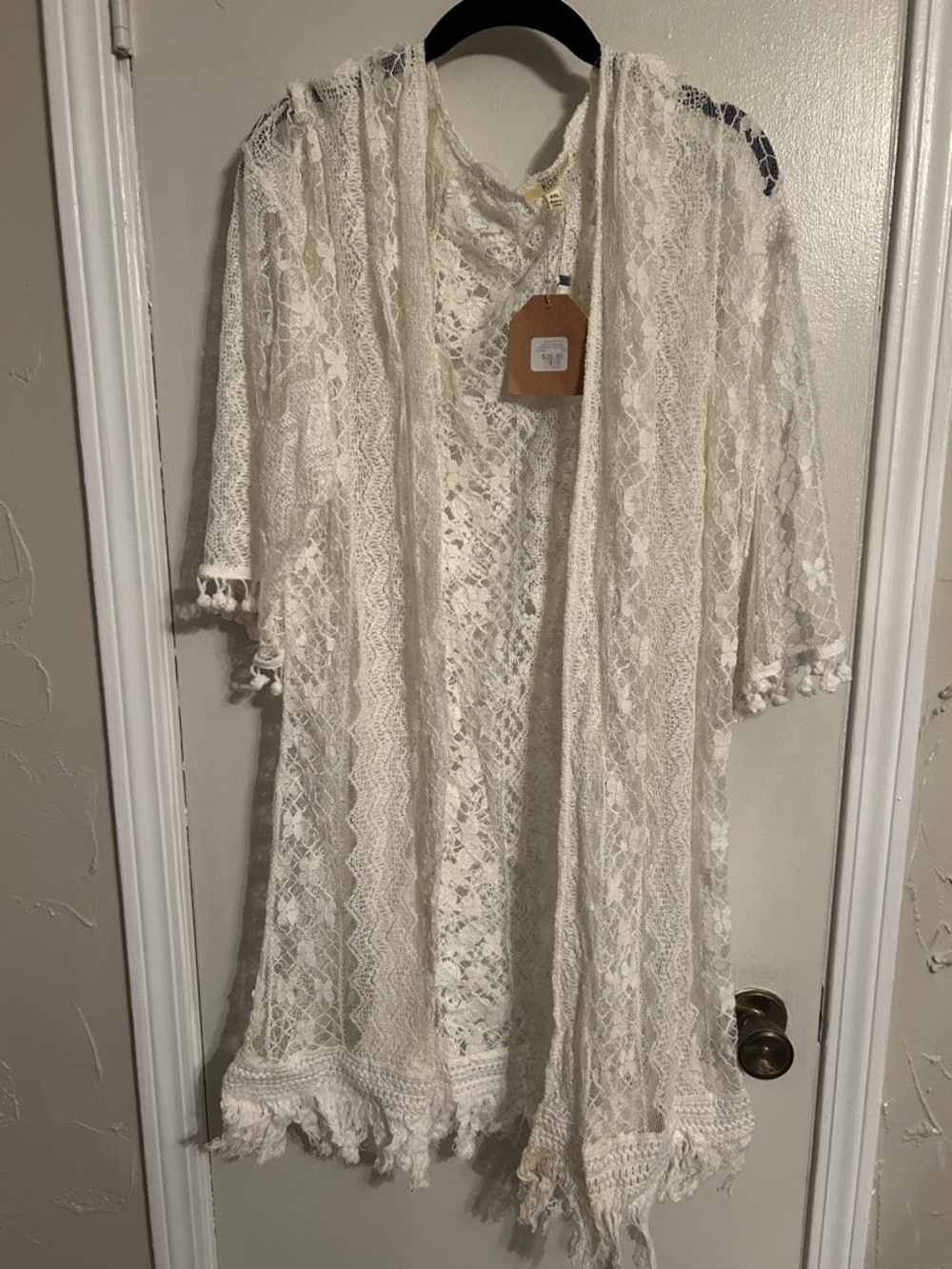 Women's Ivory Lace Open-Front